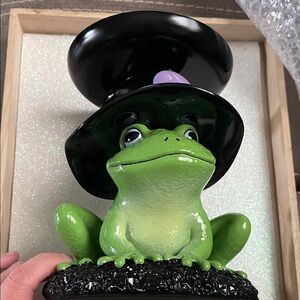 Green Frog Candle Holder